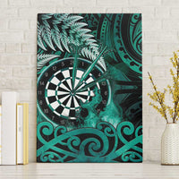 New Zealand Darts Canvas Wall Art Maori Koru Dartboard Turquoise Flame