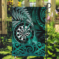 New Zealand Darts Garden Flag Maori Koru Dartboard Turquoise Flame