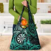 New Zealand Darts Grocery Bag Maori Koru Dartboard Turquoise Flame