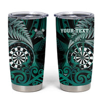 Personalised New Zealand Darts Tumbler Cup Maori Koru Dartboard Turquoise Flame