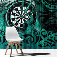 New Zealand Darts Window Curtain Maori Koru Dartboard Turquoise Flame