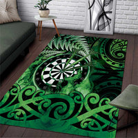 New Zealand Darts Area Rug Maori Koru Dartboard Green Flame LT05 Green - Polynesian Pride