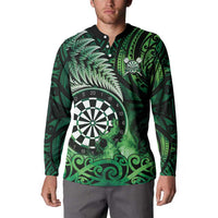 Personalised New Zealand Darts Button Sweatshirt Maori Koru Dartboard Green Flame