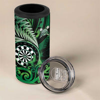 Personalised New Zealand Darts 4 in 1 Can Cooler Tumbler Maori Koru Dartboard Green Flame