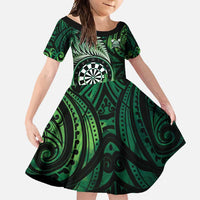 Personalised New Zealand Darts Family Matching Tank Maxi Dress and Hawaiian Shirt Maori Koru Dartboard Green Flame