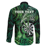Personalised New Zealand Darts Family Matching Tank Maxi Dress and Hawaiian Shirt Maori Koru Dartboard Green Flame