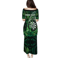 Personalised New Zealand Darts Puletasi Maori Koru Dartboard Green Flame