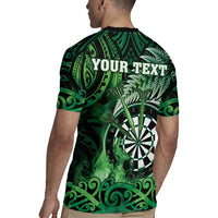 Personalised New Zealand Darts Rugby Jersey Maori Koru Dartboard Green Flame