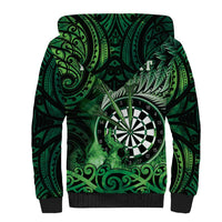 Personalised New Zealand Darts Sherpa Hoodie Maori Koru Dartboard Green Flame
