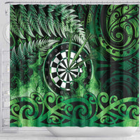 New Zealand Darts Shower Curtain Maori Koru Dartboard Green Flame