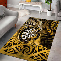 New Zealand Darts Area Rug Maori Koru Dartboard Gold Flame LT05 - Polynesian Pride