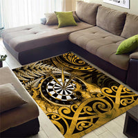 New Zealand Darts Area Rug Maori Koru Dartboard Gold Flame LT05 - Polynesian Pride