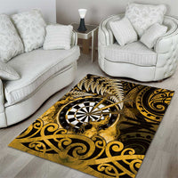 New Zealand Darts Area Rug Maori Koru Dartboard Gold Flame LT05 - Polynesian Pride