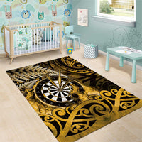 New Zealand Darts Area Rug Maori Koru Dartboard Gold Flame LT05 - Polynesian Pride