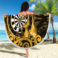 New Zealand Darts Beach Blanket Maori Koru Dartboard Gold Flame