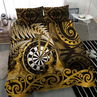 New Zealand Darts Bedding Set Maori Koru Dartboard Gold Flame