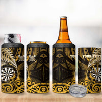 Personalised New Zealand Darts 4 in 1 Can Cooler Tumbler Maori Koru Dartboard Gold Flame