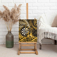 New Zealand Darts Canvas Wall Art Maori Koru Dartboard Gold Flame