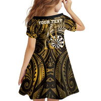 Personalised New Zealand Darts Family Matching Mermaid Dress and Hawaiian Shirt Maori Koru Dartboard Gold Flame