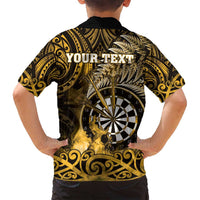 Personalised New Zealand Darts Family Matching Tank Maxi Dress and Hawaiian Shirt Maori Koru Dartboard Gold Flame
