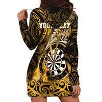 Personalised New Zealand Darts Hoodie Dress Maori Koru Dartboard Gold Flame