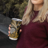 Personalised New Zealand Darts Tumbler Cup Maori Koru Dartboard Gold Flame