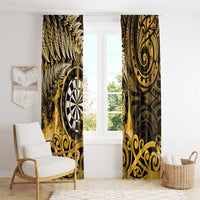 New Zealand Darts Window Curtain Maori Koru Dartboard Gold Flame