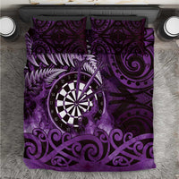 New Zealand Darts Bedding Set Maori Koru Dartboard Purple Flame