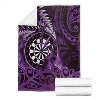 New Zealand Darts Blanket Maori Koru Dartboard Purple Flame