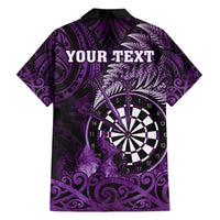 Personalised New Zealand Darts Family Matching Summer Maxi Dress and Hawaiian Shirt Maori Koru Dartboard Purple Flame