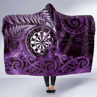 New Zealand Darts Hooded Blanket Maori Koru Dartboard Purple Flame