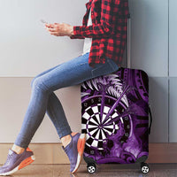 New Zealand Darts Luggage Cover Maori Koru Dartboard Purple Flame