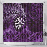 New Zealand Darts Shower Curtain Maori Koru Dartboard Purple Flame