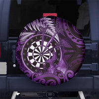 New Zealand Darts Spare Tire Cover Maori Koru Dartboard Purple Flame