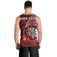 Personalised New Zealand Darts Men Tank Top Maori Koru Dartboard Red Flame