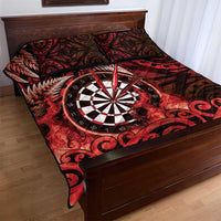 New Zealand Darts Quilt Bed Set Maori Koru Dartboard Red Flame