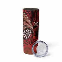 Personalised New Zealand Darts Skinny Tumbler Maori Koru Dartboard Red Flame