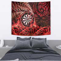 New Zealand Darts Tapestry Maori Koru Dartboard Red Flame