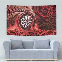 New Zealand Darts Tapestry Maori Koru Dartboard Red Flame