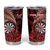 Personalised New Zealand Darts Tumbler Cup Maori Koru Dartboard Red Flame