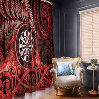 New Zealand Darts Window Curtain Maori Koru Dartboard Red Flame