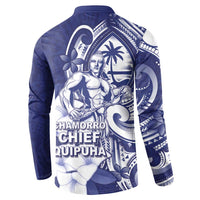 Guam Chief Quipuha Button Sweatshirt Polynesian Pattern With Guasali Flowers