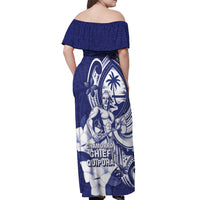 Guam Chief Quipuha Off Shoulder Maxi Dress Polynesian Pattern With Guasali Flowers