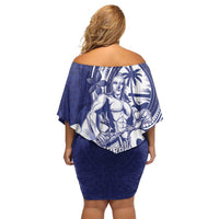 Guam Chief Quipuha Off Shoulder Short Dress Polynesian Pattern With Guasali Flowers