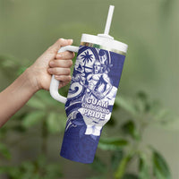 Guam Chief Quipuha Tumbler With Handle Polynesian Pattern With Guasali Flowers