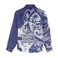 Guam Chief Quipuha Women Casual Shirt Polynesian Pattern With Guasali Flowers