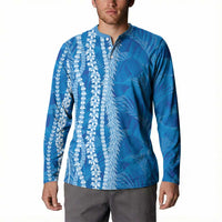 Hawaii Prince Kuhio Button Sweatshirt Blue Hawaiian Lau Maia With Leis