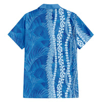 Hawaii Prince Kuhio Family Matching Off The Shoulder Long Sleeve Dress and Hawaiian Shirt Blue Hawaiian Lau Maia With Leis LT05 - Polynesian Pride