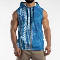Hawaii Prince Kuhio Sleeveless Zip Hoodie Blue Hawaiian Lau Maia With Leis LT05 - Polynesian Pride