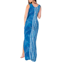 Hawaii Prince Kuhio Tank Maxi Dress Blue Hawaiian Lau Maia With Leis